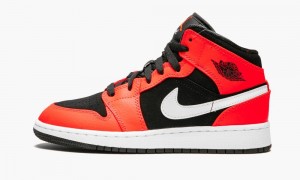 Nike Air Jordan 1 Mid GS 'Infrared' Skor Barn Svarta Vita Röda | 548-TUXBRK