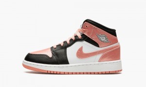 Nike Air Jordan 1 Mid GS 'Light Madder Root' Skor Barn Vita Svarta | 176-WPVTDQ