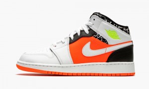 Nike Air Jordan 1 Mid GS 'Notebook' Skor Barn Röda Vita Svarta | 417-KAHEWV