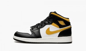 Nike Air Jordan 1 Mid GS 'Pollen / Black / White' Skor Barn Vita Svarta | 246-FSPVCL