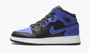 Nike Air Jordan 1 Mid GS 'Royal 2020' Skor Barn Svarta Kungsblått Vita | 023-VHSIYQ