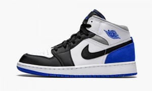 Nike Air Jordan 1 Mid GS 'Royal White' Skor Barn Vita Kungsblått Svarta | 823-IYABUR