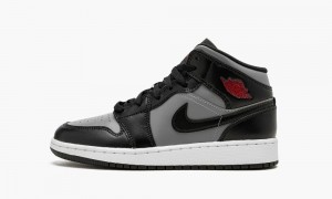 Nike Air Jordan 1 Mid GS 'Shadow / Red' Skor Barn Svarta Röda Grå | 265-GSCRTE