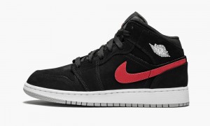 Nike Air Jordan 1 Mid (GS) Skor Barn Svarta Röda | 147-WCRSJT