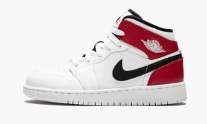 Nike Air Jordan 1 Mid (GS) Skor Barn Vita Svarta Röda | 721-VBEZML