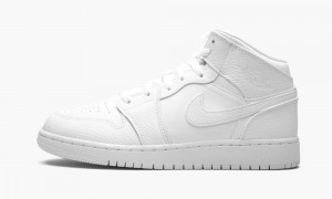 Nike Air Jordan 1 Mid GS 'Triple White' Skor Barn Vita | 291-LGKUAV