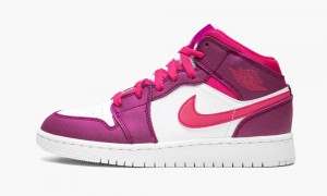 Nike Air Jordan 1 Mid (GS) 'True Berry' Skor Barn Rosa Vita | 901-EAIGYO