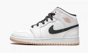 Nike Air Jordan 1 Mid GS 'White / Arctic Orange' Skor Barn Vita Mörkgrå Orange | 605-XZHCFA