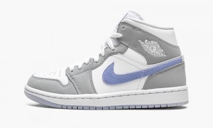 Nike Air Jordan 1 Mid 'Grey Blue' Skor Dam Vita Grå | 728-ZCWYTX