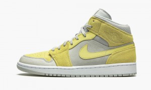 Nike Air Jordan 1 Mid 'Grey Fog / Lemon Wash' Skor Herr Citron Tvätt Vita | 854-VCNGER