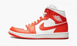 Nike Air Jordan 1 Mid 'Habanero Red' Skor Dam Vita Röda Vita | 057-ICWROV