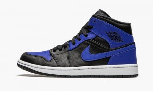 Nike Air Jordan 1 Mid 'Hyper Royal' Skor Herr Svarta Kungsblått Vita | 518-PYGCEQ