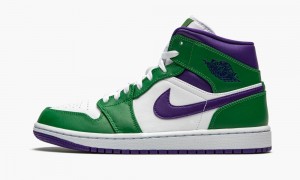 Nike Air Jordan 1 Mid 'Incredible Hulk' Skor Herr Gröna Lila Vita | 620-JRUMTV