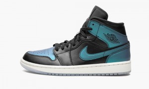 Nike Air Jordan 1 Mid 'Iridescent' Skor Dam Svarta Vita Olika Färger | 701-QDHUNZ