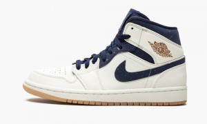 Nike Air Jordan 1 Mid Jeter Skor Herr Bruna Marinblå | 940-DPSEJH