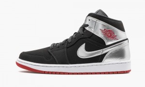 Nike Air Jordan 1 Mid 'Johnny Kilroy' Skor Herr Svarta Röda Metal Silver | 301-RTDGLH