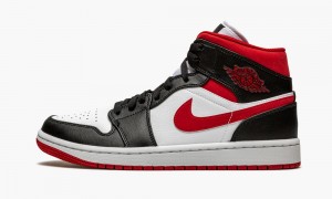 Nike Air Jordan 1 Mid 'Metallic Red' Skor Herr Vita Röda Svarta | 204-WJUYXA