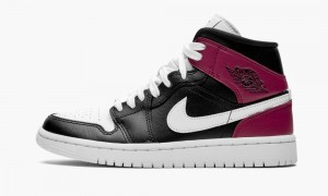 Nike Air Jordan 1 Mid 'Noble Red' Skor Dam Svarta Vita Röda | 796-QLBNDU