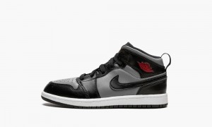 Nike Air Jordan 1 Mid PS 'Black / Shadow Grey' Skor Barn Svarta Röda Grå | 460-JERZHT