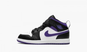 Nike Air Jordan 1 Mid PS 'Dark Iris' Skor Barn Svarta Vita | 340-MTJYXR