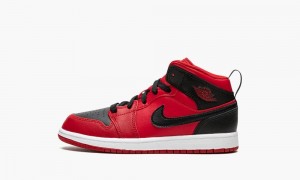 Nike Air Jordan 1 Mid PS 'Reverse Bred' Skor Barn Röda Svarta Vita | 069-WLHYOX