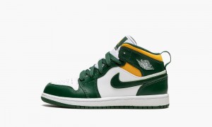 Nike Air Jordan 1 Mid PS 'Sonics' Skor Barn Gröna Vita | 746-NMXPYK