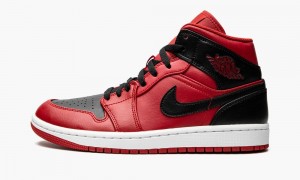 Nike Air Jordan 1 Mid 'Reverse Bred' Skor Herr Röda Svarta Vita | 746-NEIUVZ