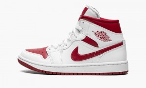 Nike Air Jordan 1 Mid 'Reverse Chicago' Skor Dam Vita Vinröda Vita | 612-DUOPZR