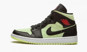 Nike Air Jordan 1 Mid SE 'Barely Volt / Chile Red' Skor Dam Svarta Röda Gröna | 381-YTNDAV