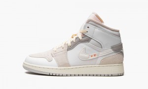 Nike Air Jordan 1 Mid SE Craft Skor Barn Vita Grå | 158-KZALTO