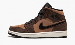 Nike Air Jordan 1 Mid SE 'Earth Tone' Skor Herr Mörkchoklad Röda | 649-IKYJPN