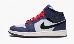 Nike Air Jordan 1 Mid SE (GS) 'Deep Royal' Skor Barn Mörkkungsblått Svarta | 301-XWYNAQ