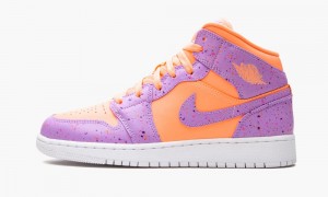 Nike Air Jordan 1 Mid SE (GS) 'Orange Pulse / Atomic Violet' Skor Barn Orange Lila | 795-JYICUL