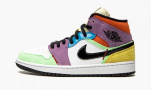 Nike Air Jordan 1 Mid SE 'Lightbulb' Skor Dam Vita Svarta | 304-CVWOGZ