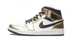 Nike Air Jordan 1 Mid SE 'Metallic Gold' Skor Herr Metal Guld Svarta Vita | 207-VMUJIE