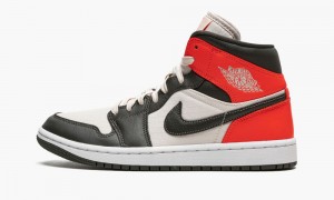 Nike Air Jordan 1 Mid SE 'Newsprint' Skor Dam Röda Svarta | 209-RCVKUA