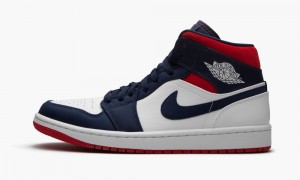 Nike Air Jordan 1 Mid SE 'Olympic - USA' Skor Herr Vita Blå | 612-EVTCFU