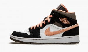 Nike Air Jordan 1 Mid SE 'Peach Mocha' Skor Dam Vita Aprikos Svarta | 540-TKLHVN