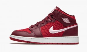 Nike Air Jordan 1 Mid SE 'Red Quilt' Skor Barn Röda Rosa | 582-JRUBMV