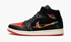 Nike Air Jordan 1 Mid SE 'Siempre Familia' Skor Herr Svarta Röda | 190-XZWVEF