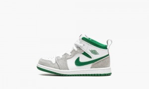 Nike Air Jordan 1 Mid SE TD 'Grey / Pine Green' Skor Barn Vita Mörkgröna Grå | 621-HTWJBE