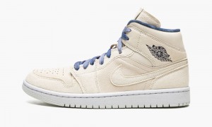 Nike Air Jordan 1 Mid 'Sanddrift' Skor Dam Marinblå | 904-SRJTCG