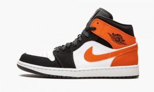 Nike Air Jordan 1 Mid 'Shattered Backboard' Skor Herr Svarta Vita Orange | 806-LRHTKO