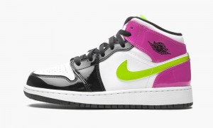 Nike Air Jordan 1 Mid Skor Barn Rosa Svarta Vita | 208-MIBACZ