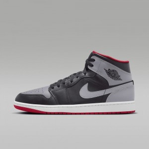 Nike Air Jordan 1 Mid Skor Herr Grå Svarta | 852-ZQKPOV