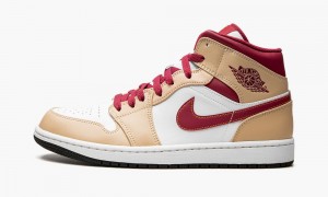 Nike Air Jordan 1 Mid Skor Herr Vita Svarta Mörkgula Vita | 905-DNWRYM