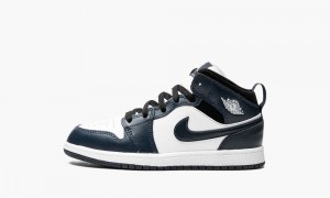 Nike Air Jordan 1 Mid TD 'Armory Navy' Skor Barn Marinblå Vita Svarta | 679-WNVQYT