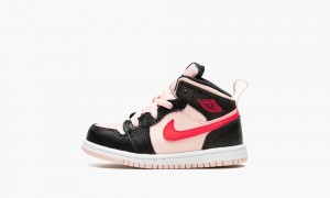 Nike Air Jordan 1 Mid (TD) Skor Barn Svarta | 647-SYEALC