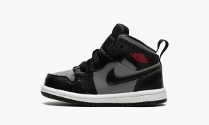 Nike Air Jordan 1 Mid (TD) Skor Barn Svarta Röda Grå | 391-NIZDHK