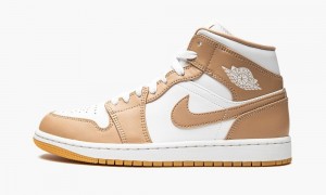 Nike Air Jordan 1 Mid 'Tan / Gum' Skor Herr Vita Gula | 082-WUPTVR